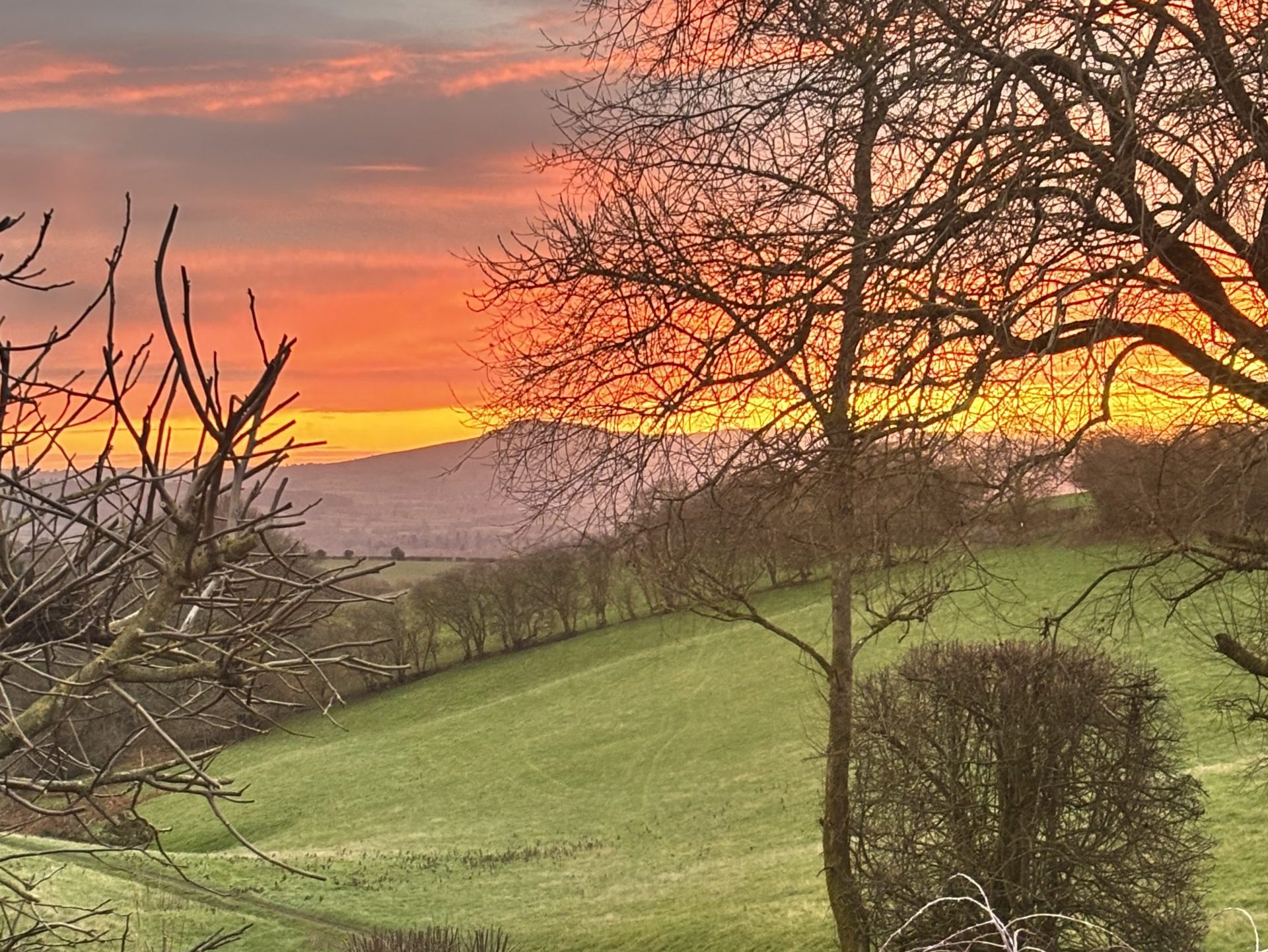 Stunning sunrises over the Clee Hills from Mocktree